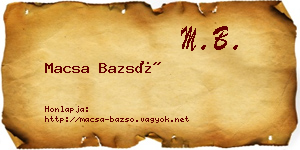 Macsa Bazsó névjegykártya